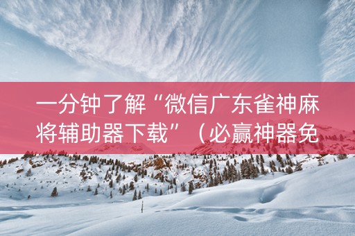 一分钟了解“微信广东雀神麻将辅助器下载”（必赢神器免费安装)