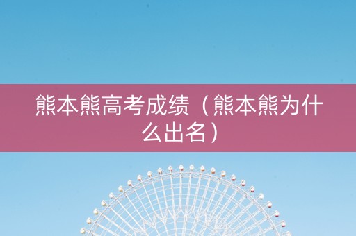 熊本熊高考成绩（熊本熊为什么出名）
