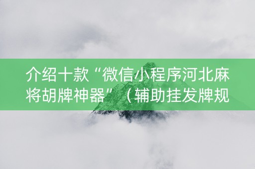 介绍十款“微信小程序河北麻将胡牌神器”（辅助挂发牌规律)
