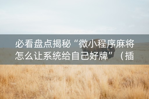 必看盘点揭秘“微小程序麻将怎么让系统给自己好牌”（插件可信吗)