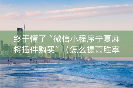 终于懂了“微信小程序宁夏麻将插件购买”（怎么提高胜率)