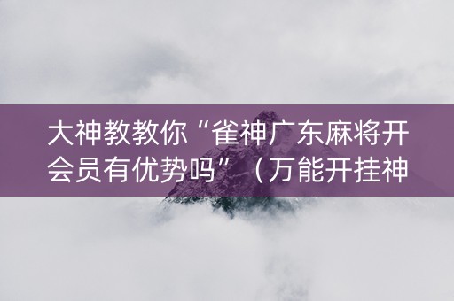 大神教教你“雀神广东麻将开会员有优势吗”（万能开挂神器)