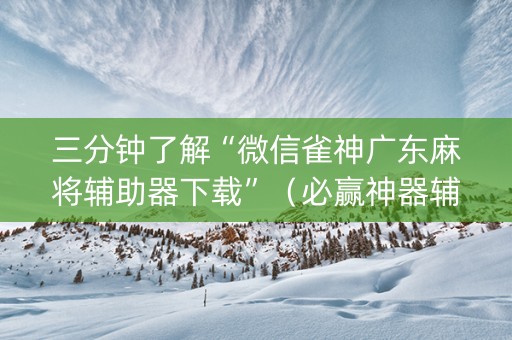三分钟了解“微信雀神广东麻将辅助器下载”（必赢神器辅助器)