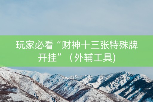 玩家必看“财神十三张特殊牌开挂”（外辅工具)