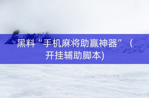黑料“手机麻将助赢神器”（开挂辅助脚本)
