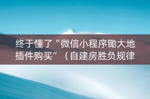 终于懂了“微信小程序锄大地插件购买”（自建房胜负规律)