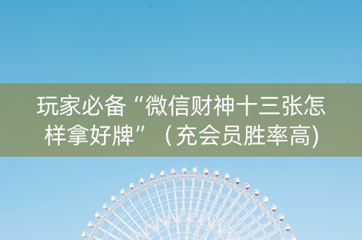 玩家必备“微信财神十三张怎样拿好牌”（充会员胜率高)
