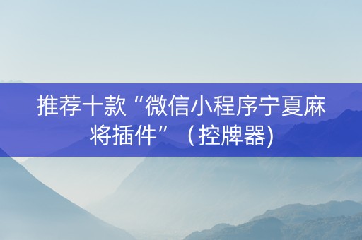 推荐十款“微信小程序宁夏麻将插件”（控牌器)