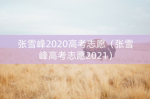 张雪峰2020高考志愿（张雪峰高考志愿2021）