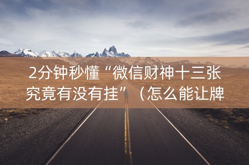 2分钟秒懂“微信财神十三张究竟有没有挂”（怎么能让牌好一点)