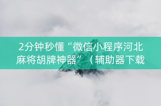 2分钟秒懂“微信小程序河北麻将胡牌神器”（辅助器下载)