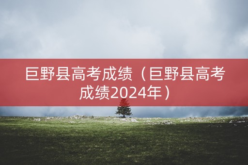巨野县高考成绩（巨野县高考成绩2024年）