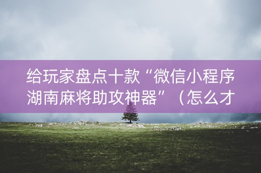 给玩家盘点十款“微信小程序湖南麻将助攻神器”（怎么才会赢)