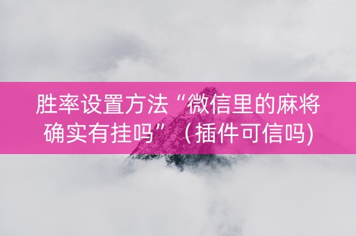 胜率设置方法“微信里的麻将确实有挂吗”（插件可信吗)