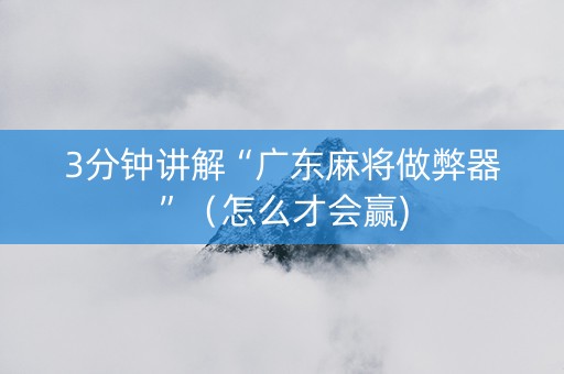 3分钟讲解“广东麻将做弊器”（怎么才会赢)