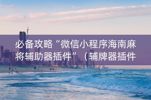 必备攻略“微信小程序海南麻将辅助器插件”（辅牌器插件购买)