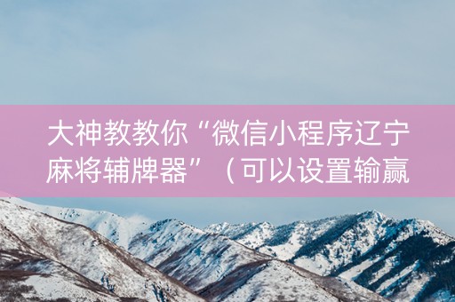 大神教教你“微信小程序辽宁麻将辅牌器”（可以设置输赢吗)