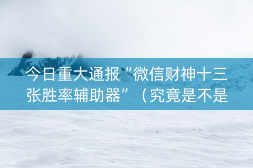 今日重大通报“微信财神十三张胜率辅助器”（究竟是不是有挂)