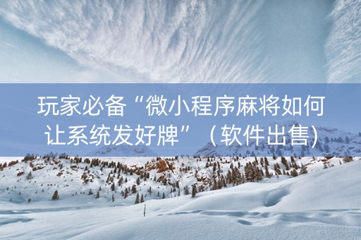 玩家必备“微小程序麻将如何让系统发好牌”（软件出售)