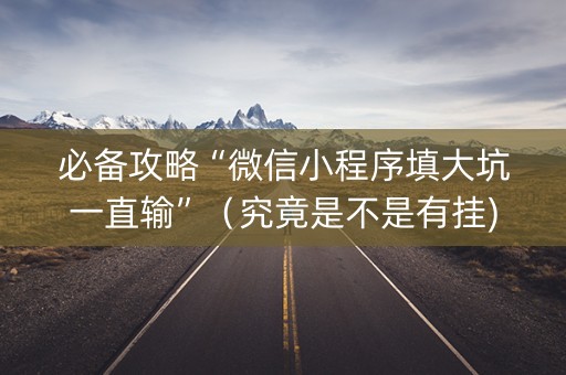 必备攻略“微信小程序填大坑一直输”（究竟是不是有挂)