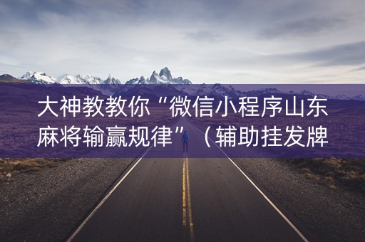 大神教教你“微信小程序山东麻将输赢规律”（辅助挂发牌规律)