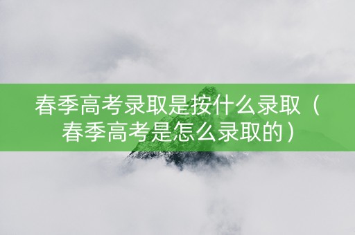 春季高考录取是按什么录取（春季高考是怎么录取的）