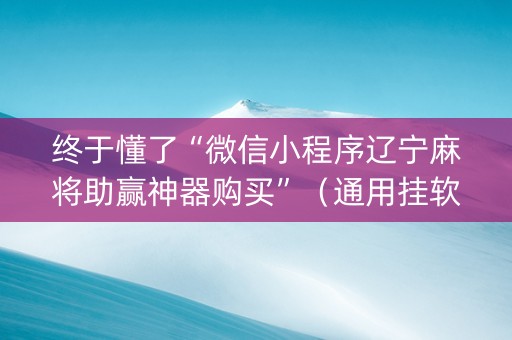 终于懂了“微信小程序辽宁麻将助赢神器购买”（通用挂软件多少钱)