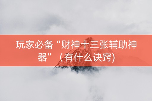 玩家必备“财神十三张辅助神器”（有什么诀窍)