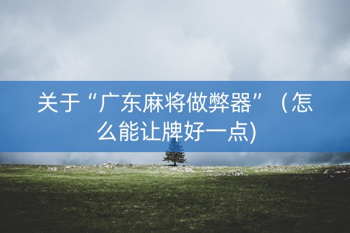 关于“广东麻将做弊器”（怎么能让牌好一点)