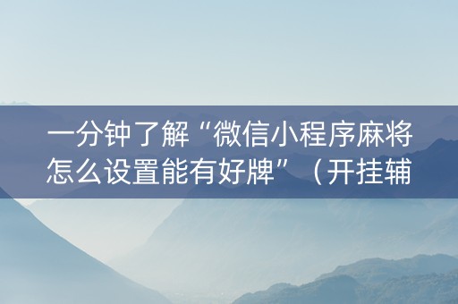 一分钟了解“微信小程序麻将怎么设置能有好牌”（开挂辅助脚本)
