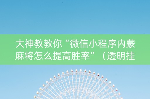 大神教教你“微信小程序内蒙麻将怎么提高胜率”（透明挂辅助器)