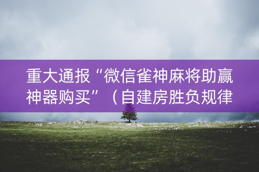 重大通报“微信雀神麻将助赢神器购买”（自建房胜负规律)