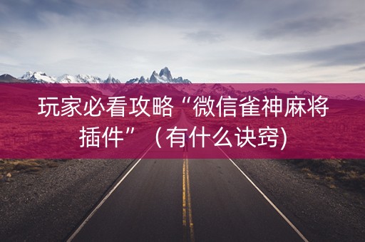 玩家必看攻略“微信雀神麻将插件”（有什么诀窍)