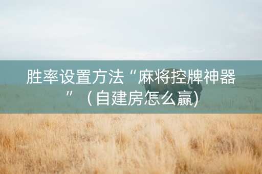 胜率设置方法“麻将控牌神器”（自建房怎么赢)