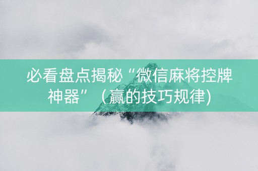 必看盘点揭秘“微信麻将控牌神器”（赢的技巧规律)