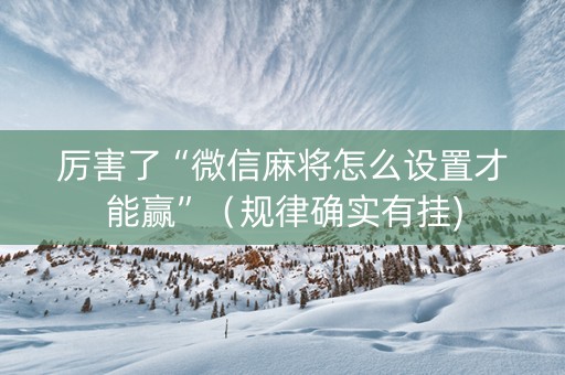 厉害了“微信麻将怎么设置才能赢”（规律确实有挂)