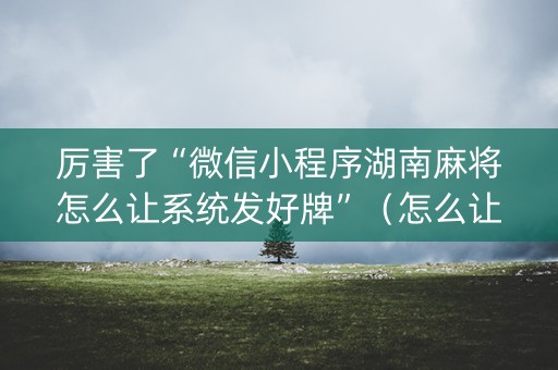 厉害了“微信小程序湖南麻将怎么让系统发好牌”（怎么让系统给自己好牌)