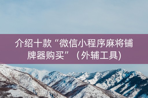 介绍十款“微信小程序麻将铺牌器购买”（外辅工具)