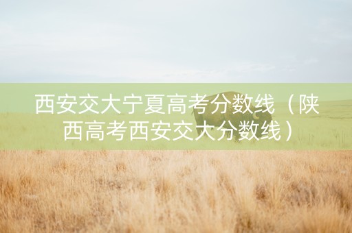 西安交大宁夏高考分数线（陕西高考西安交大分数线）