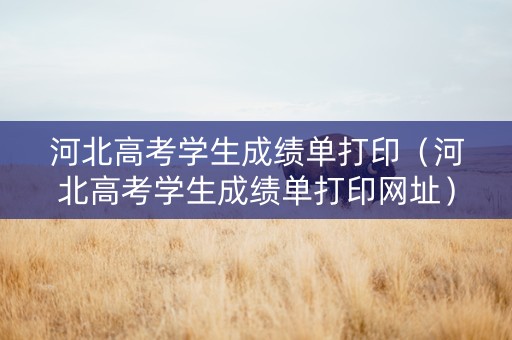 河北高考学生成绩单打印（河北高考学生成绩单打印网址）