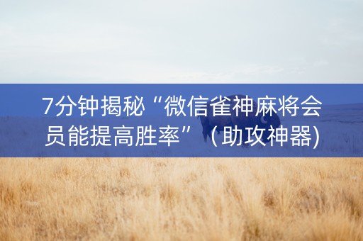 7分钟揭秘“微信雀神麻将会员能提高胜率”（助攻神器)