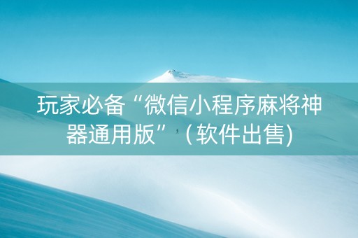 玩家必备“微信小程序麻将神器通用版”（软件出售)