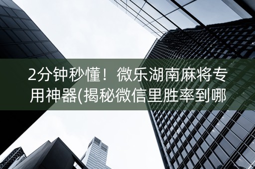 2分钟秒懂！微乐湖南麻将专用神器(揭秘微信里胜率到哪调)