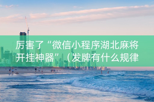 厉害了“微信小程序湖北麻将开挂神器”（发牌有什么规律吗)