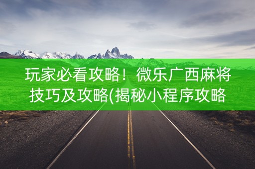 玩家必看攻略！微乐广西麻将技巧及攻略(揭秘小程序攻略插件)