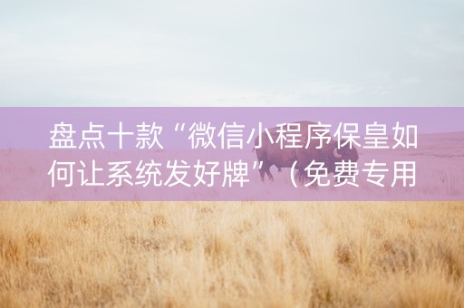 盘点十款“微信小程序保皇如何让系统发好牌”（免费专用神器)