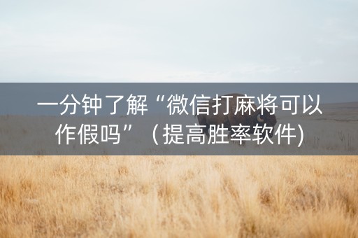 一分钟了解“微信打麻将可以作假吗”（提高胜率软件)