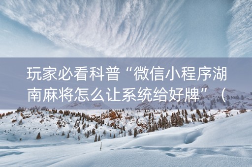 玩家必看科普“微信小程序湖南麻将怎么让系统给好牌”（辅助器插件)
