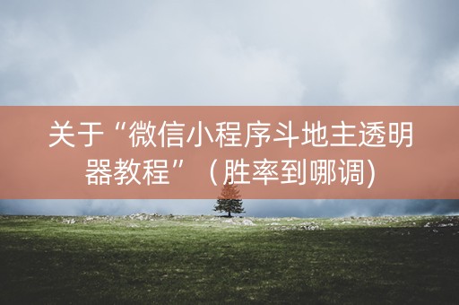 关于“微信小程序斗地主透明器教程”（胜率到哪调)