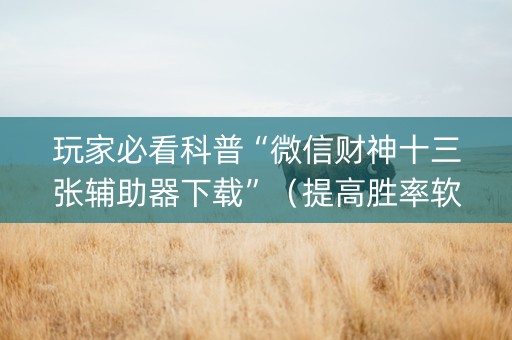 玩家必看科普“微信财神十三张辅助器下载”（提高胜率软件)